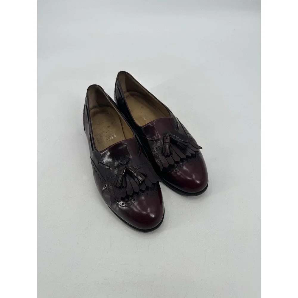 Salvatore Ferragamo Dark‎ Red Burgundy Wingtip Brogue Kiltie Tassel Loafers 10 D
